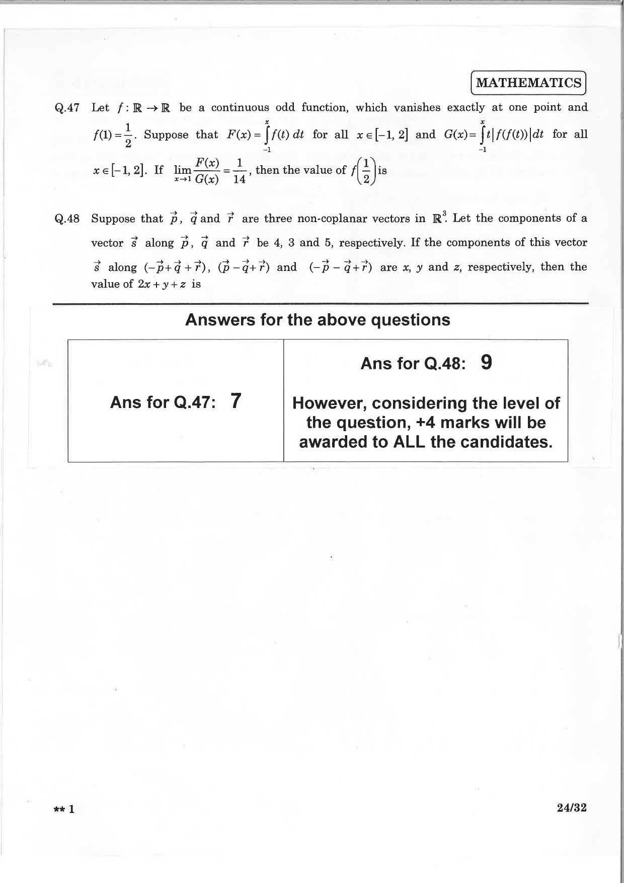 JEE Advanced Exam Question Paper 2015 Paper 2 Mathematics 3