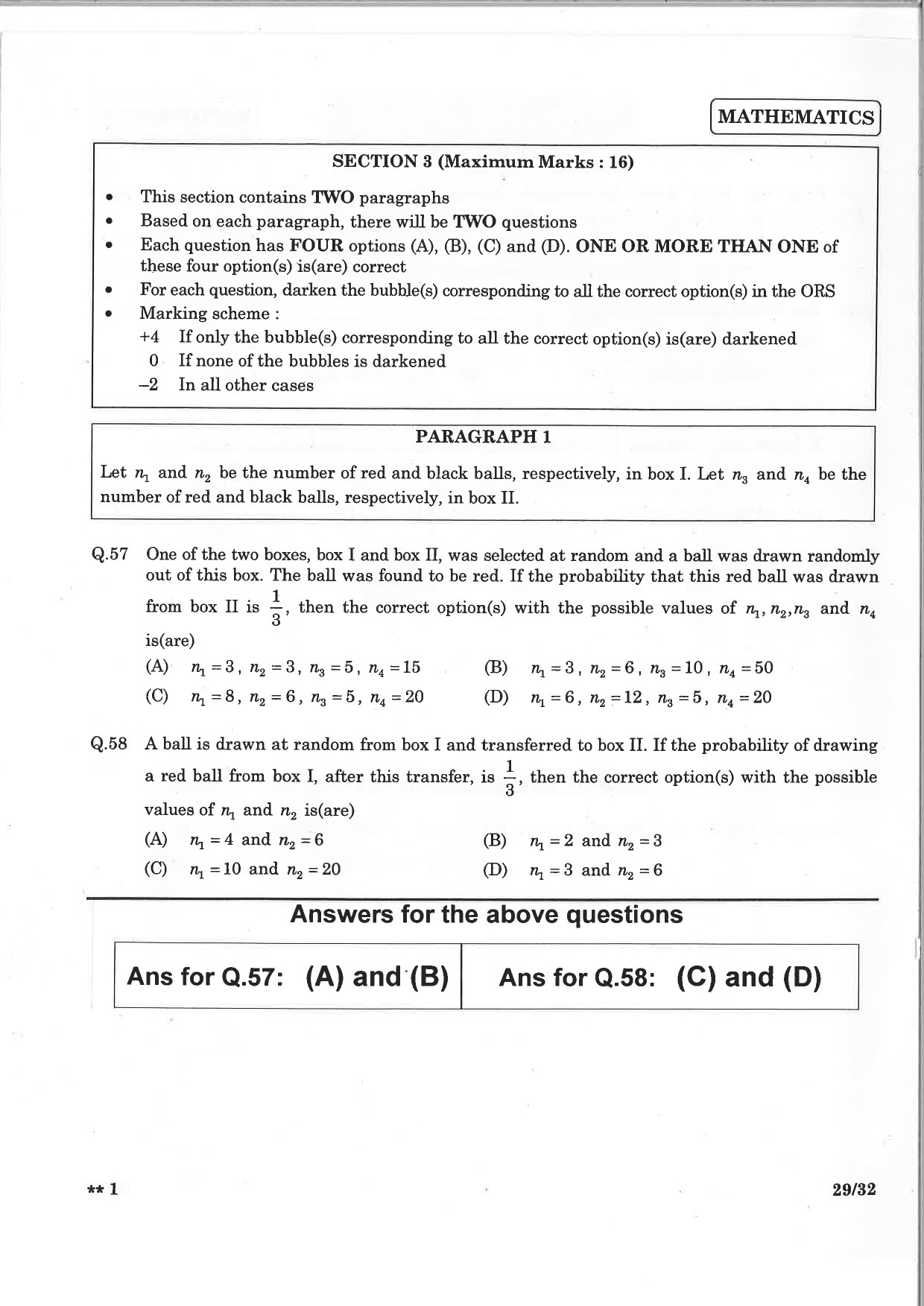 JEE Advanced Exam Question Paper 2015 Paper 2 Mathematics 8